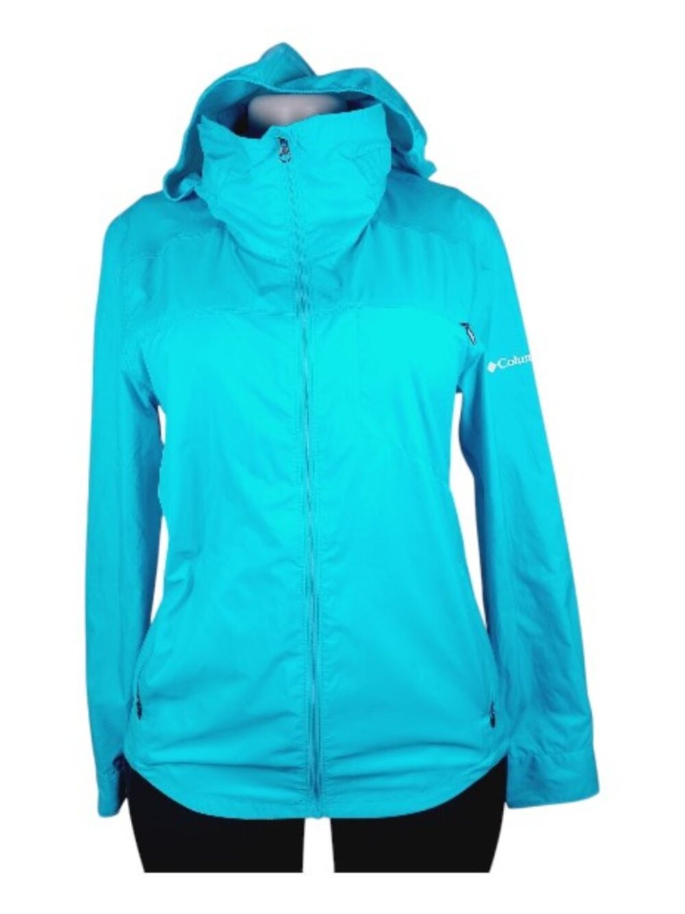 Columbia Women's Sea Blue EvaPOURation Hooded WP Rain Jacket Size S